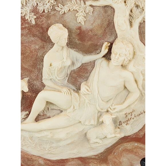 A Thing Of Beauty 3D Plate Wall Decor Gayle Bright Appleby 10" Incolay Stone Vtg - Picture 3 of 16